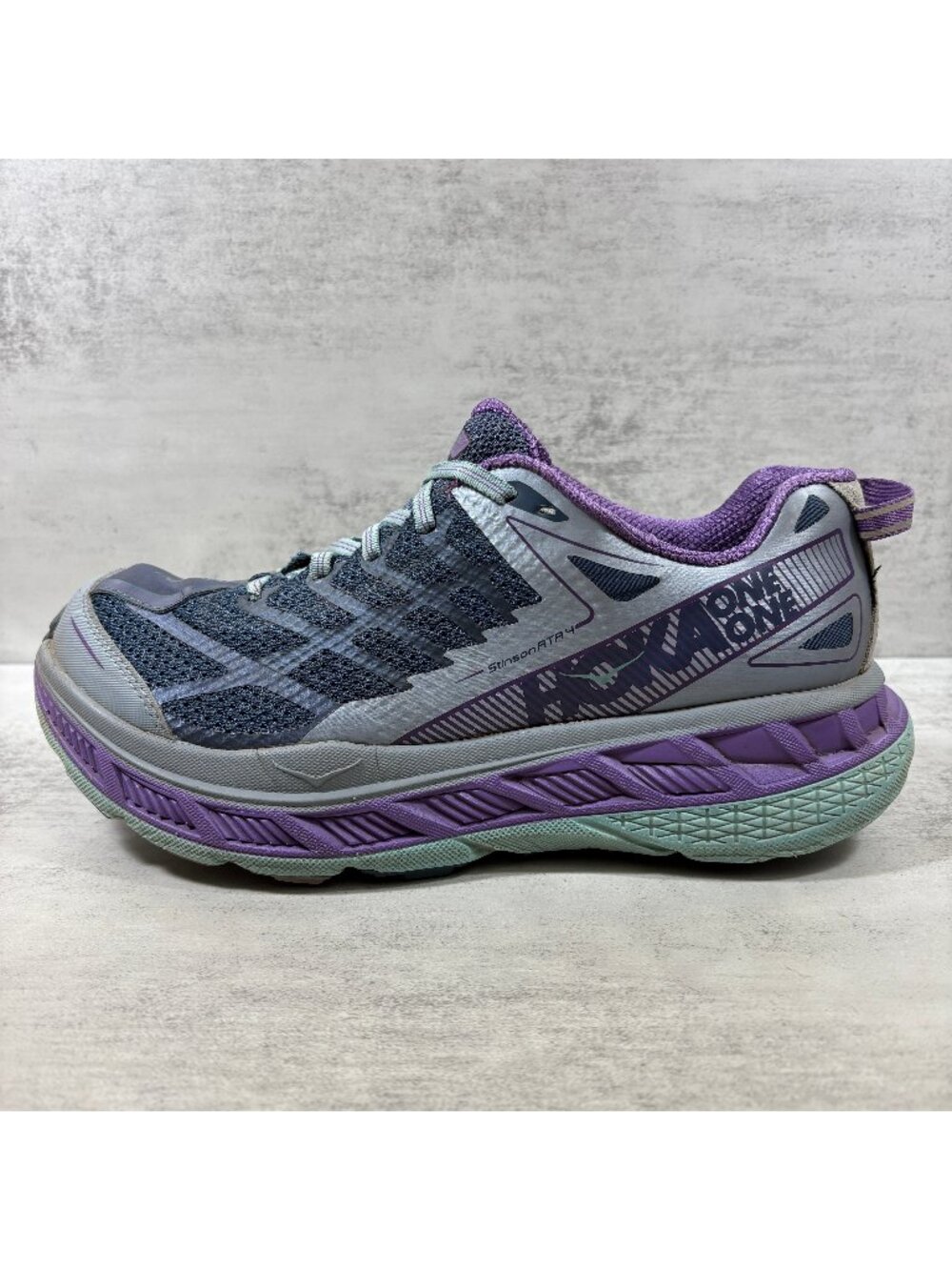 Hoka One One Stinson ATR 4 Trail Running Shoes - Women's Size 9.5 - Gray Purple